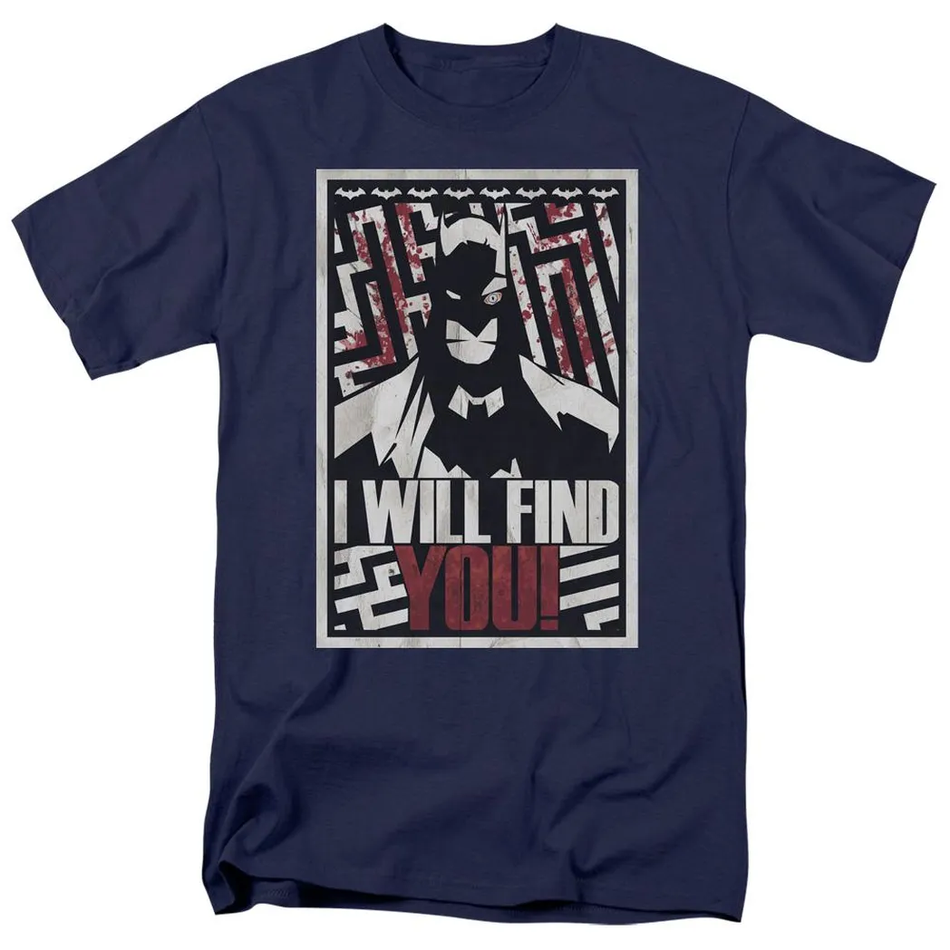 Batman I Will Find You Mens T Shirt Navy Blue