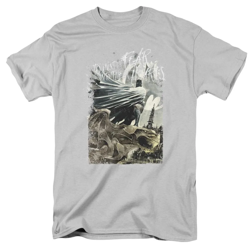 Batman Instill Fear Mens T Shirt Silver