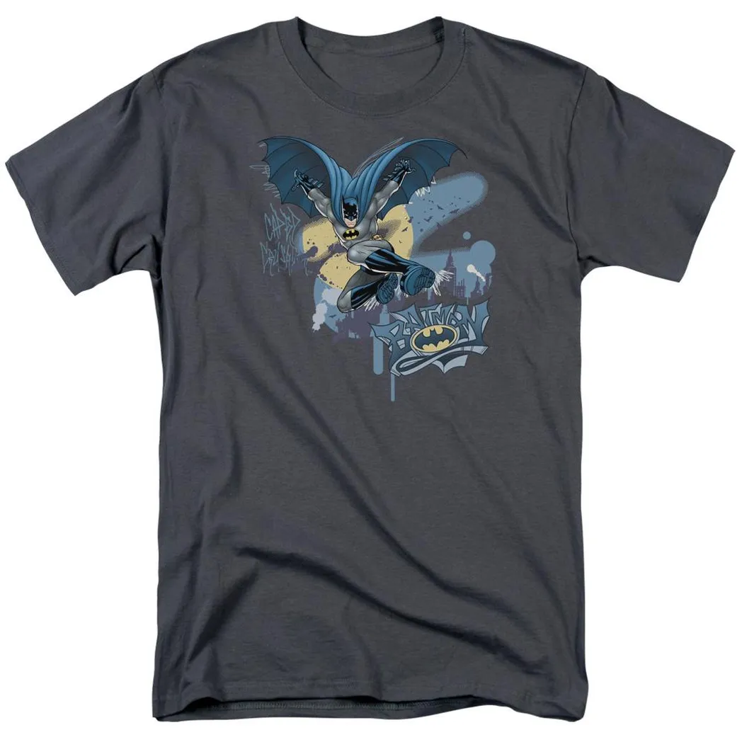 Batman Into The Night Mens T Shirt Charcoal