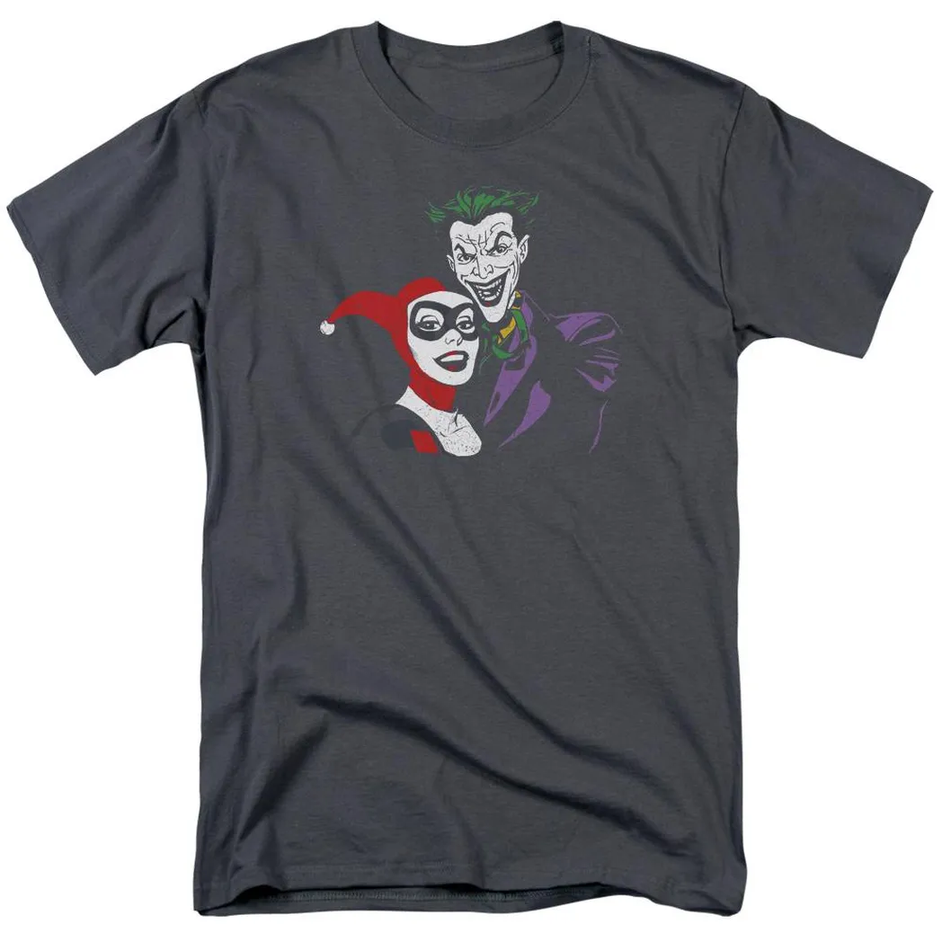 Batman Joker & Harley Mens T Shirt Charcoal