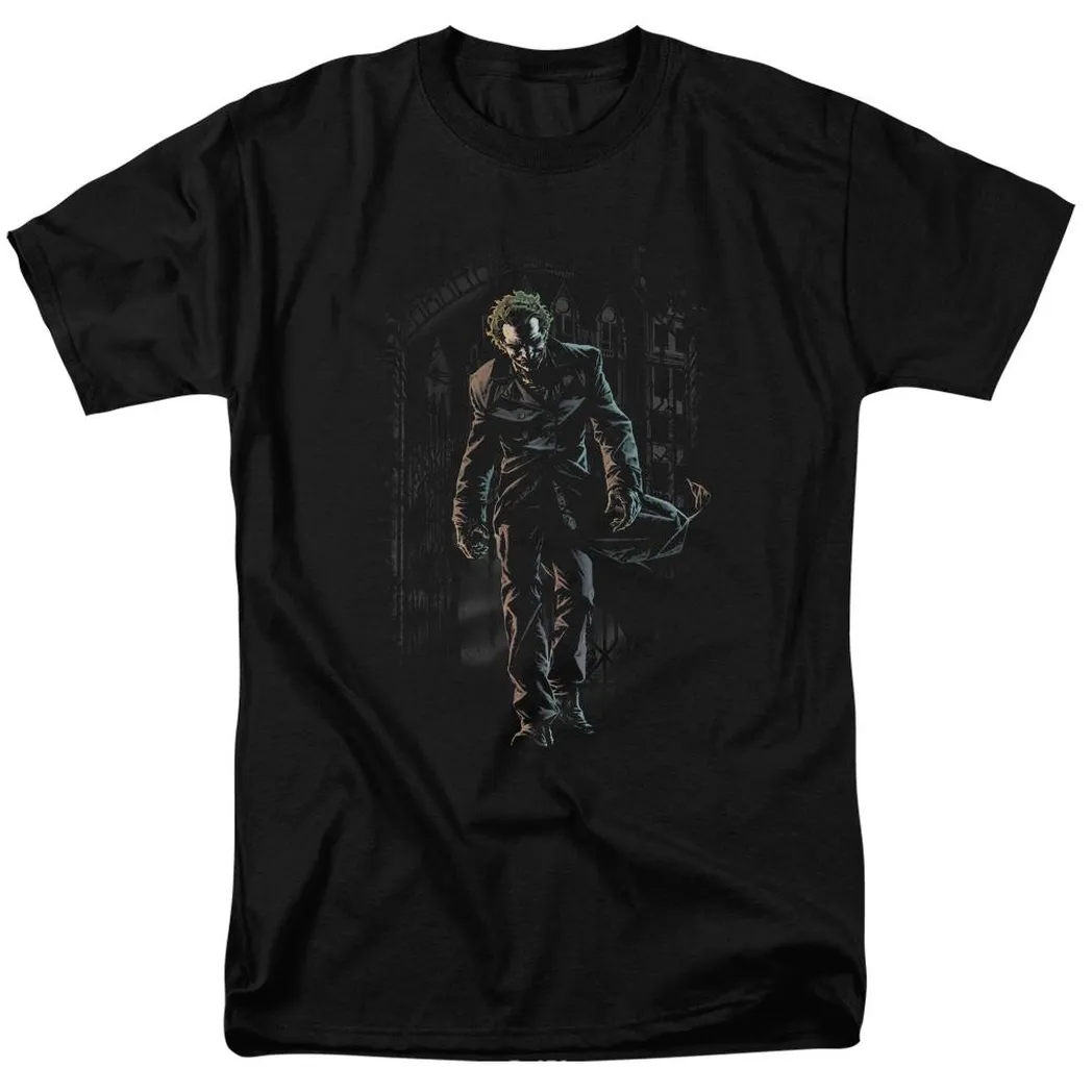 Batman Joker Leaves Arkham Mens T Shirt Black