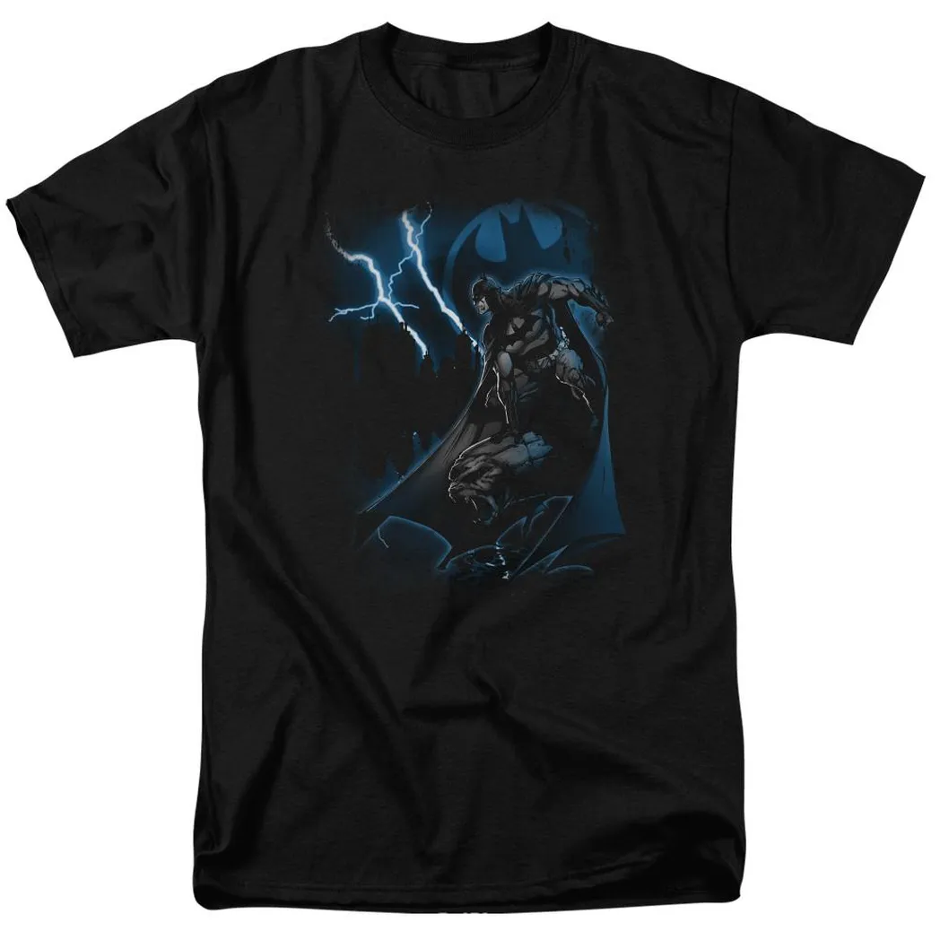 Batman Lightning Strikes Mens T Shirt Black