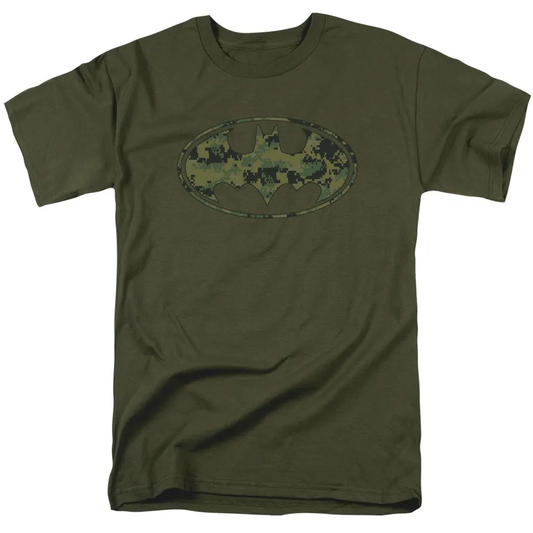 Batman Marine Camo Shield Mens T Shirt Military Green