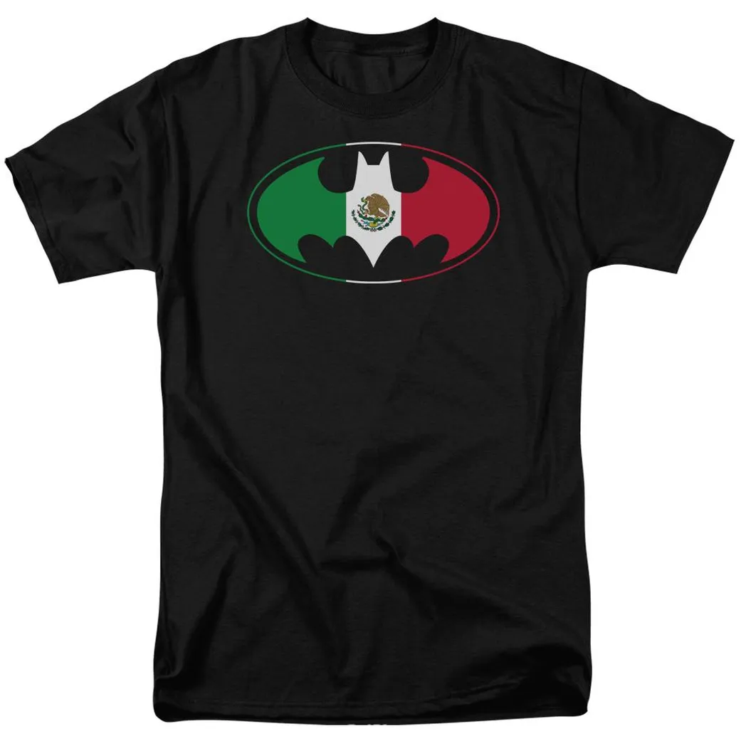 Batman Mexican Flag Shield Mens T Shirt Black