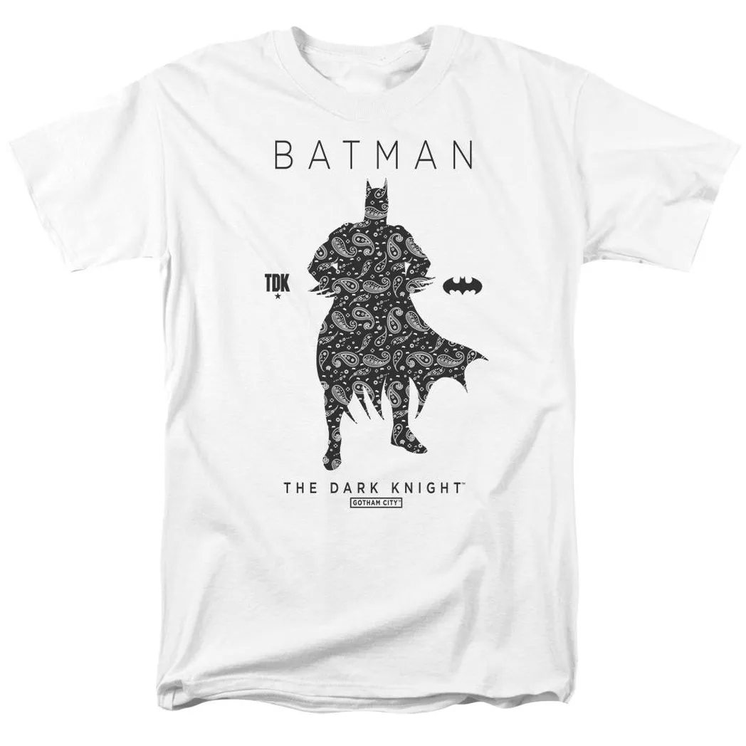 Batman Paislety Silhouette Mens T Shirt White