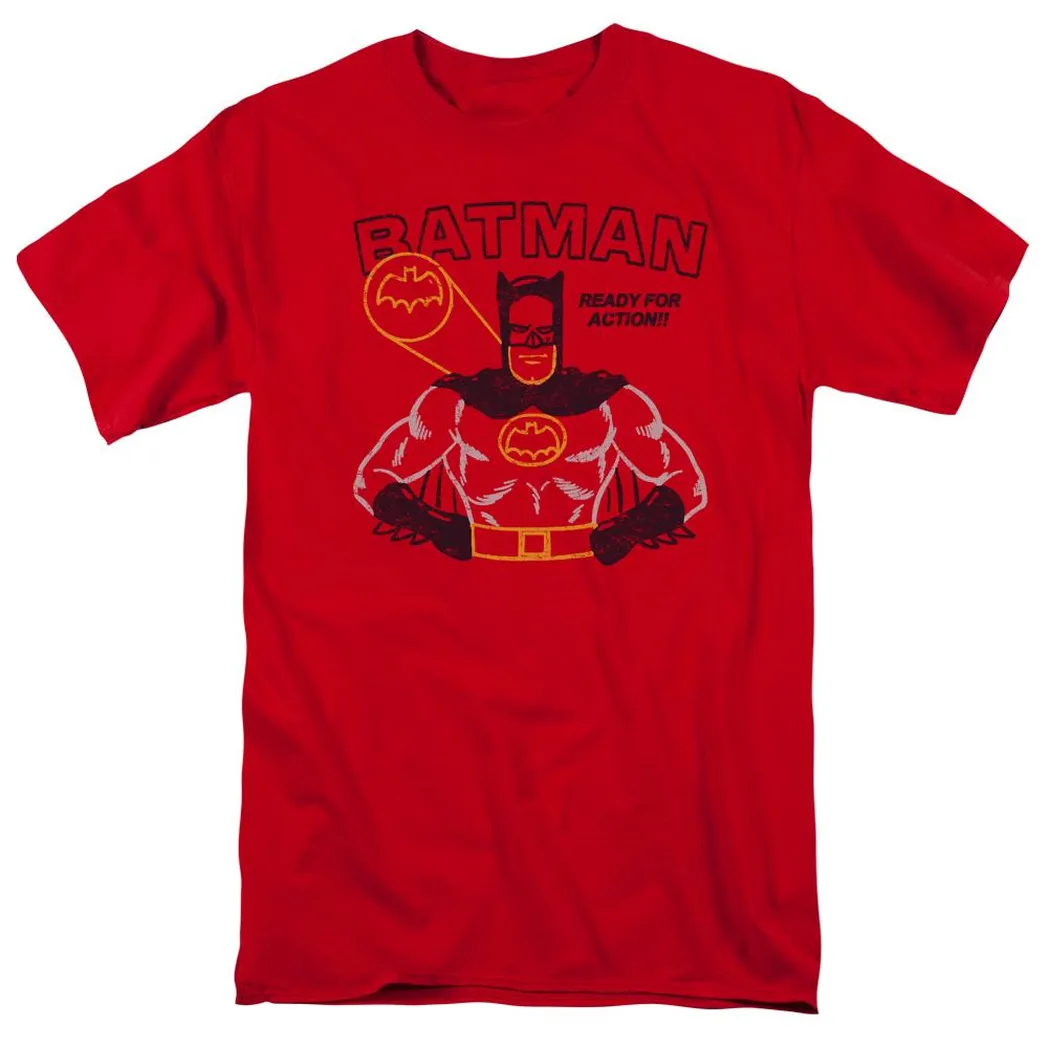 Batman Ready For Action Mens T Shirt Red