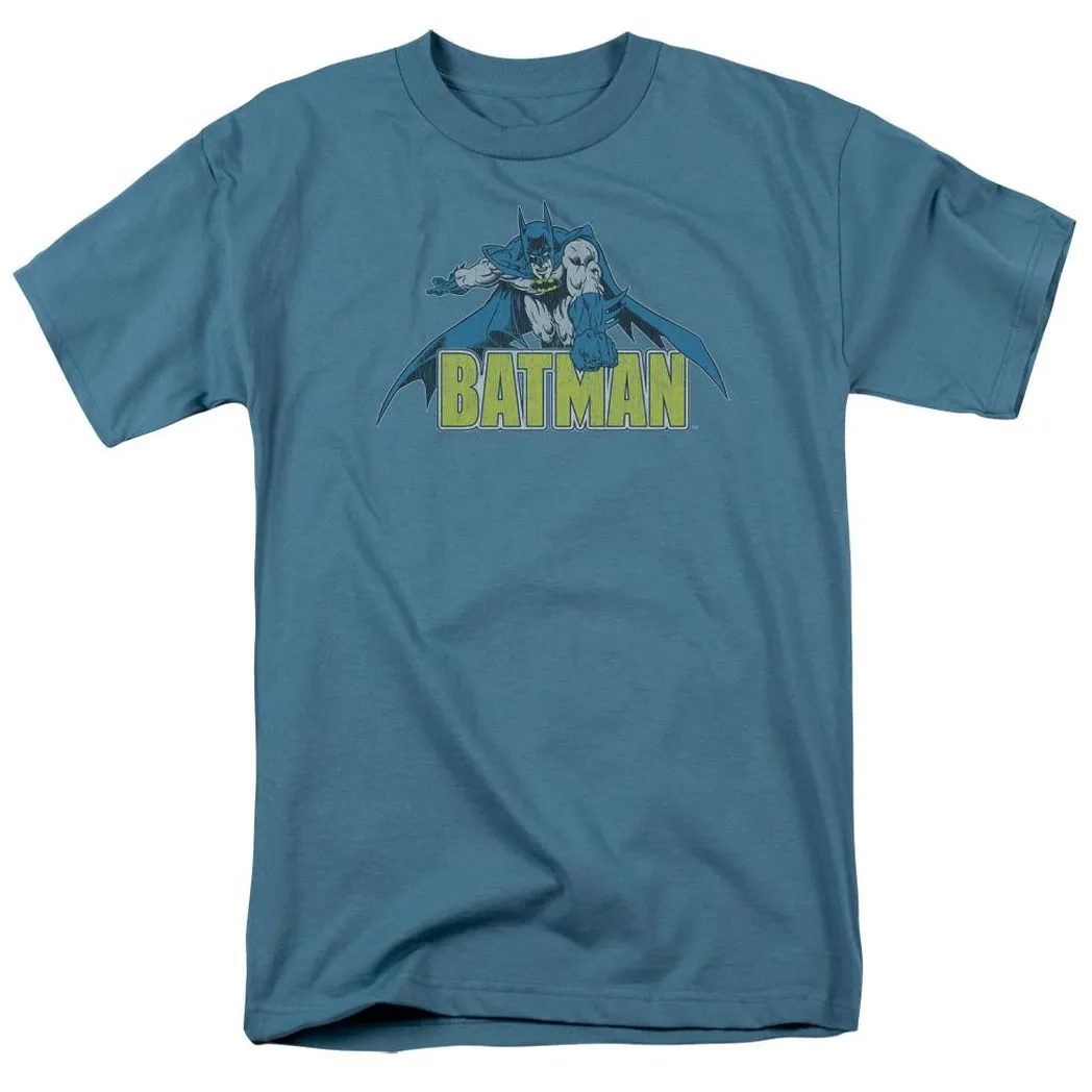 Batman Retro Distressed Mens T Shirt Slate