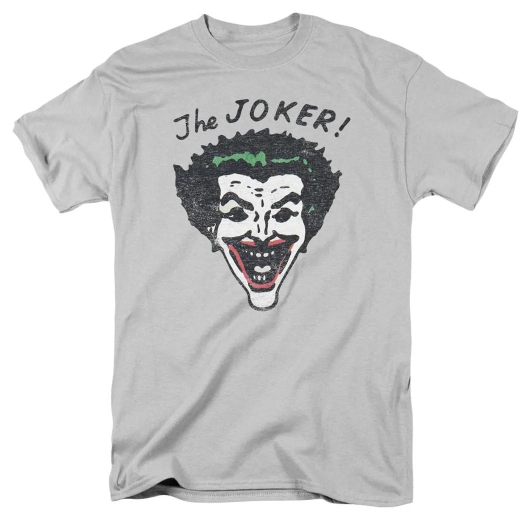 Batman Retro Joker Mens T Shirt Silver