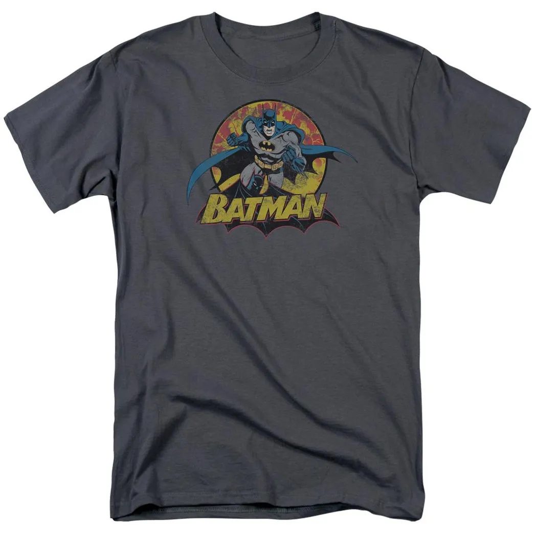 Batman Rough Distress Mens T Shirt Charcoal