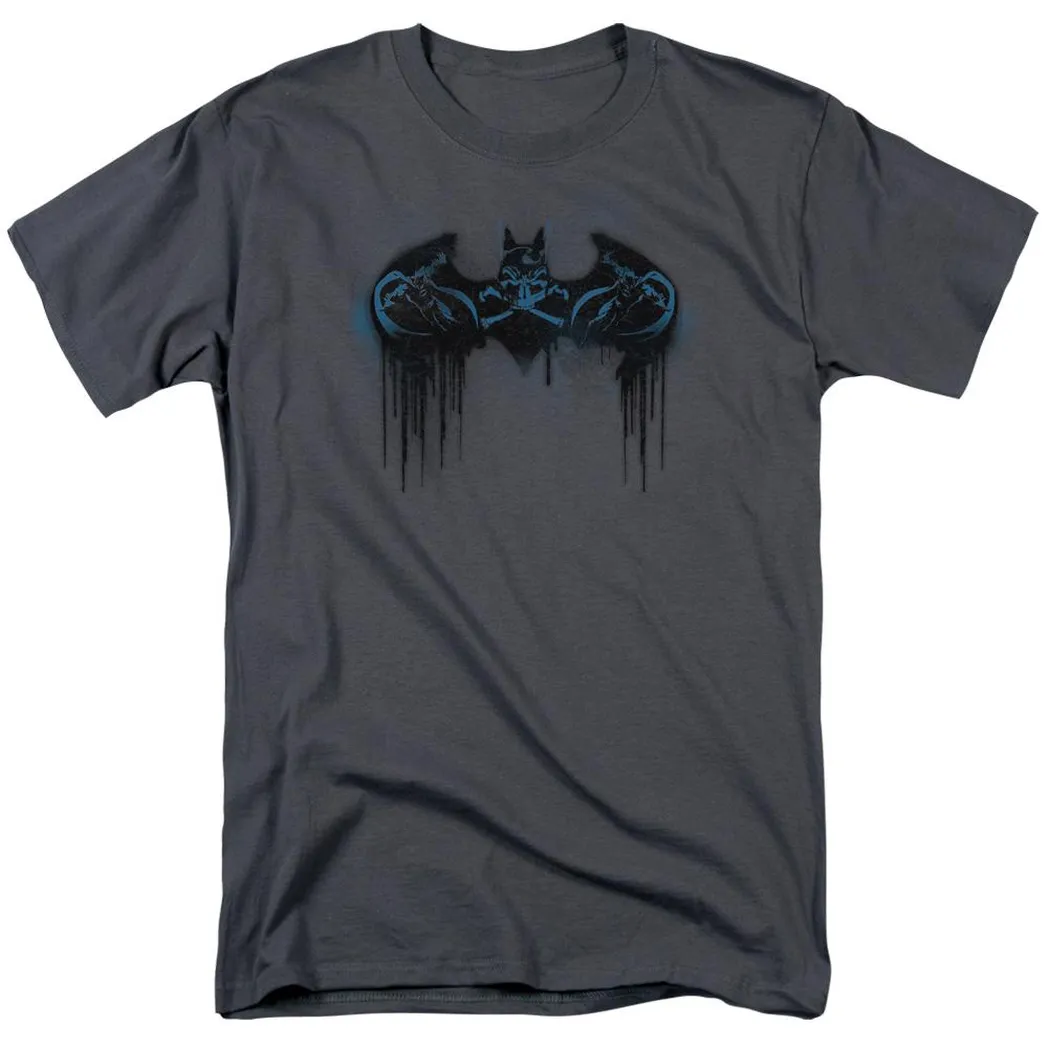 Batman Run Away Mens T Shirt Charcoal