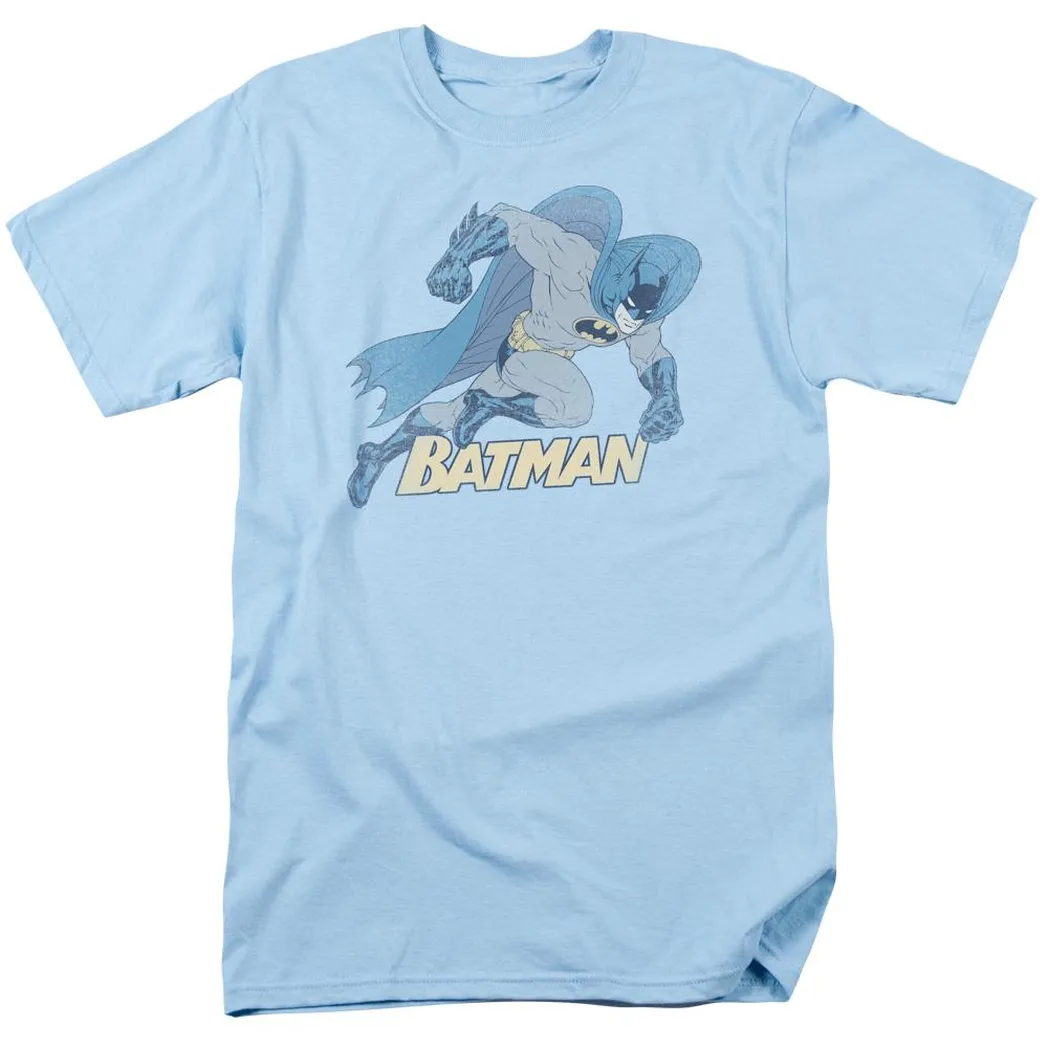 Batman Running Retro Mens T Shirt Light Blue