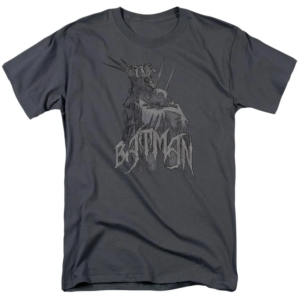 Batman Scary Right Hand Mens T Shirt Charcoal