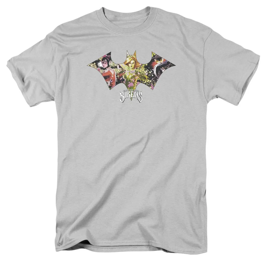 Batman Sirens Bat Mens T Shirt Silver