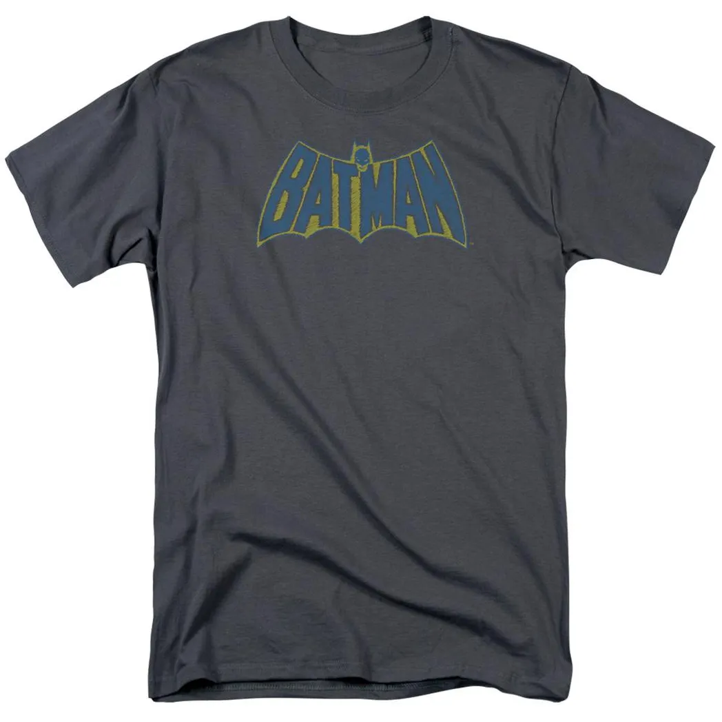 Batman Sketch Logo Mens T Shirt Charcoal