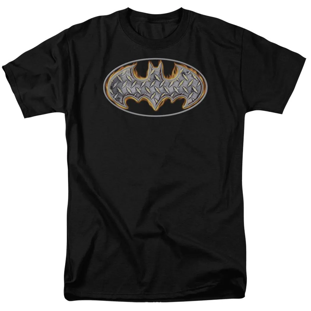 Batman Steel Fire Shield Mens T Shirt Black