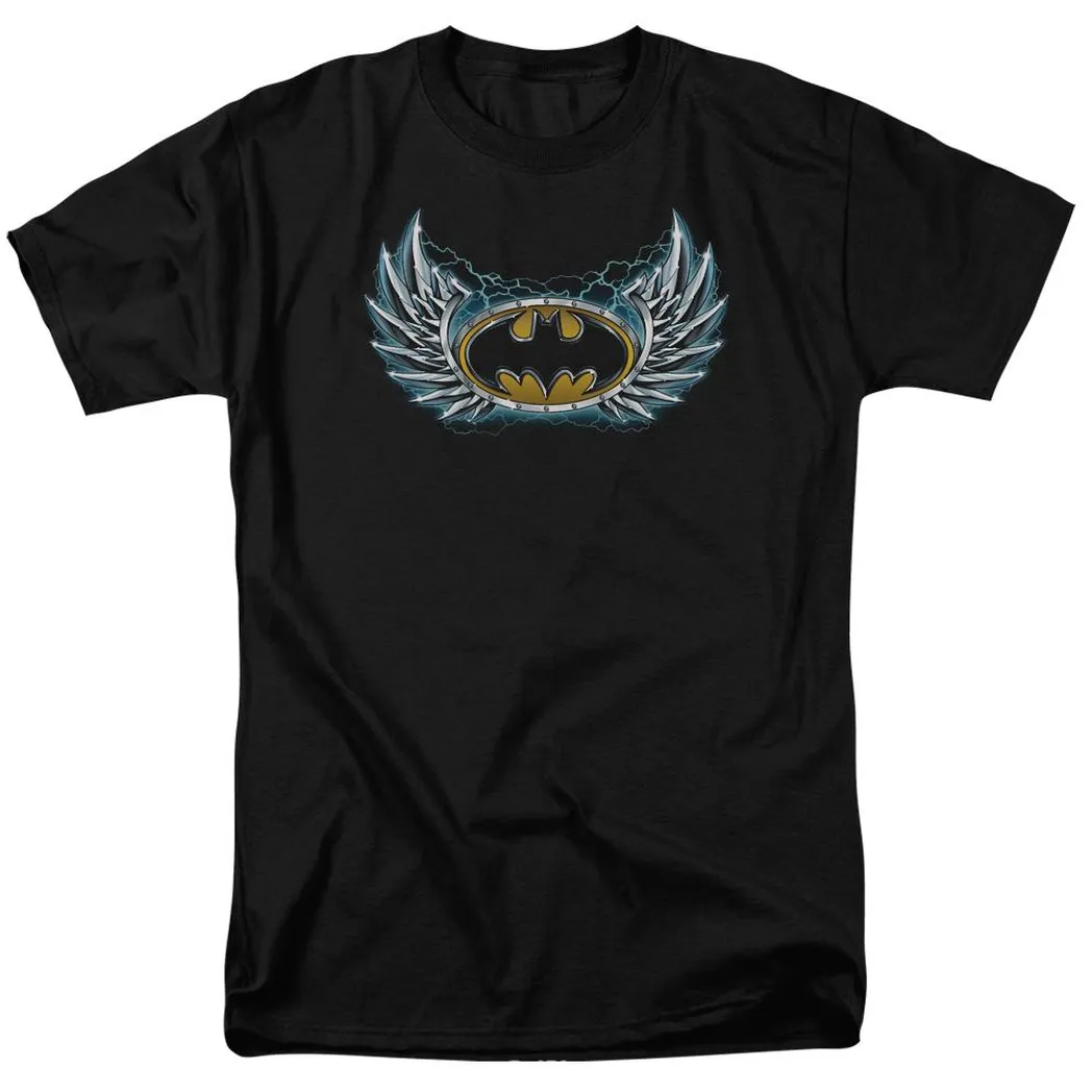 Batman Steel Wings Logo Mens T Shirt Black