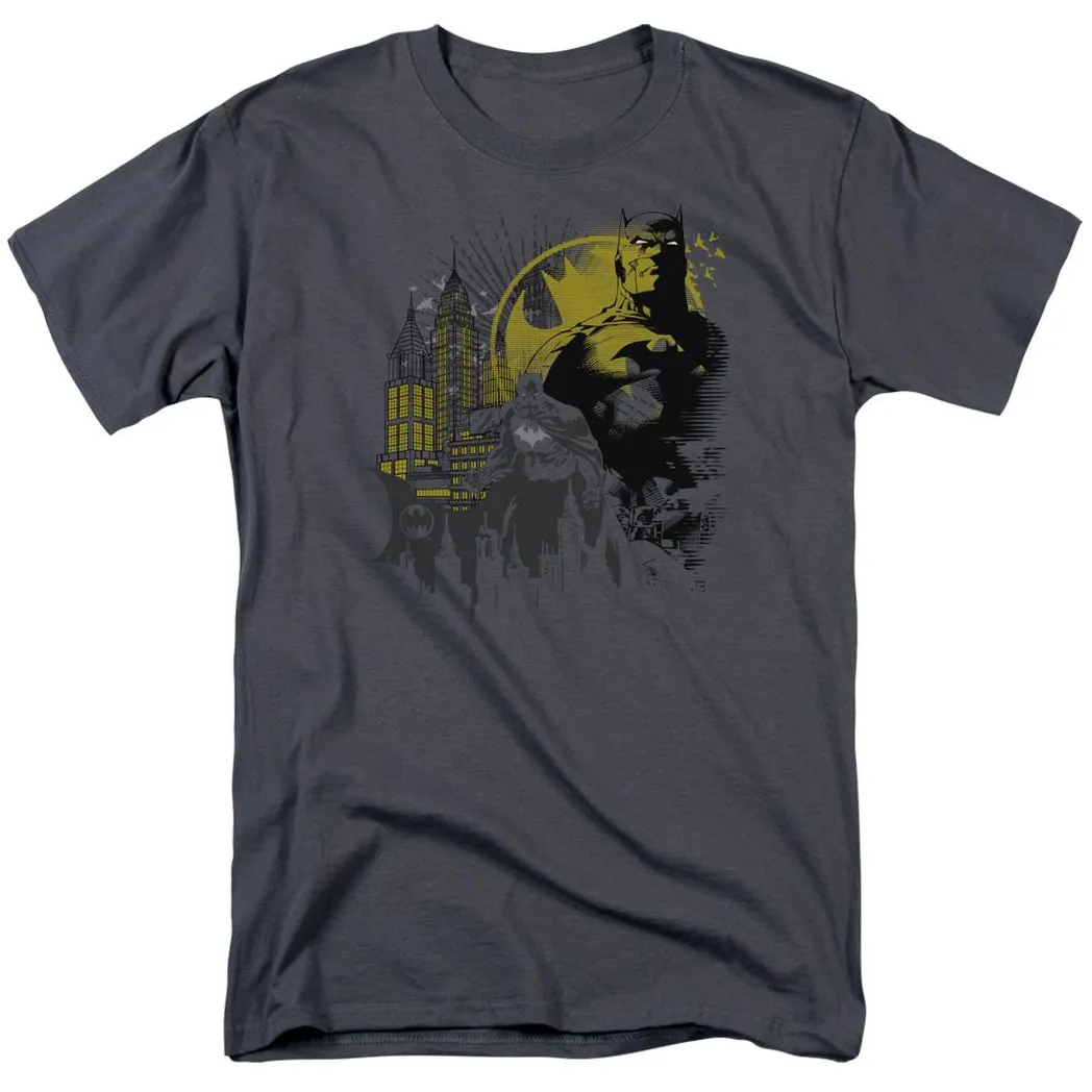 Batman The Dark City Mens T Shirt Charcoal