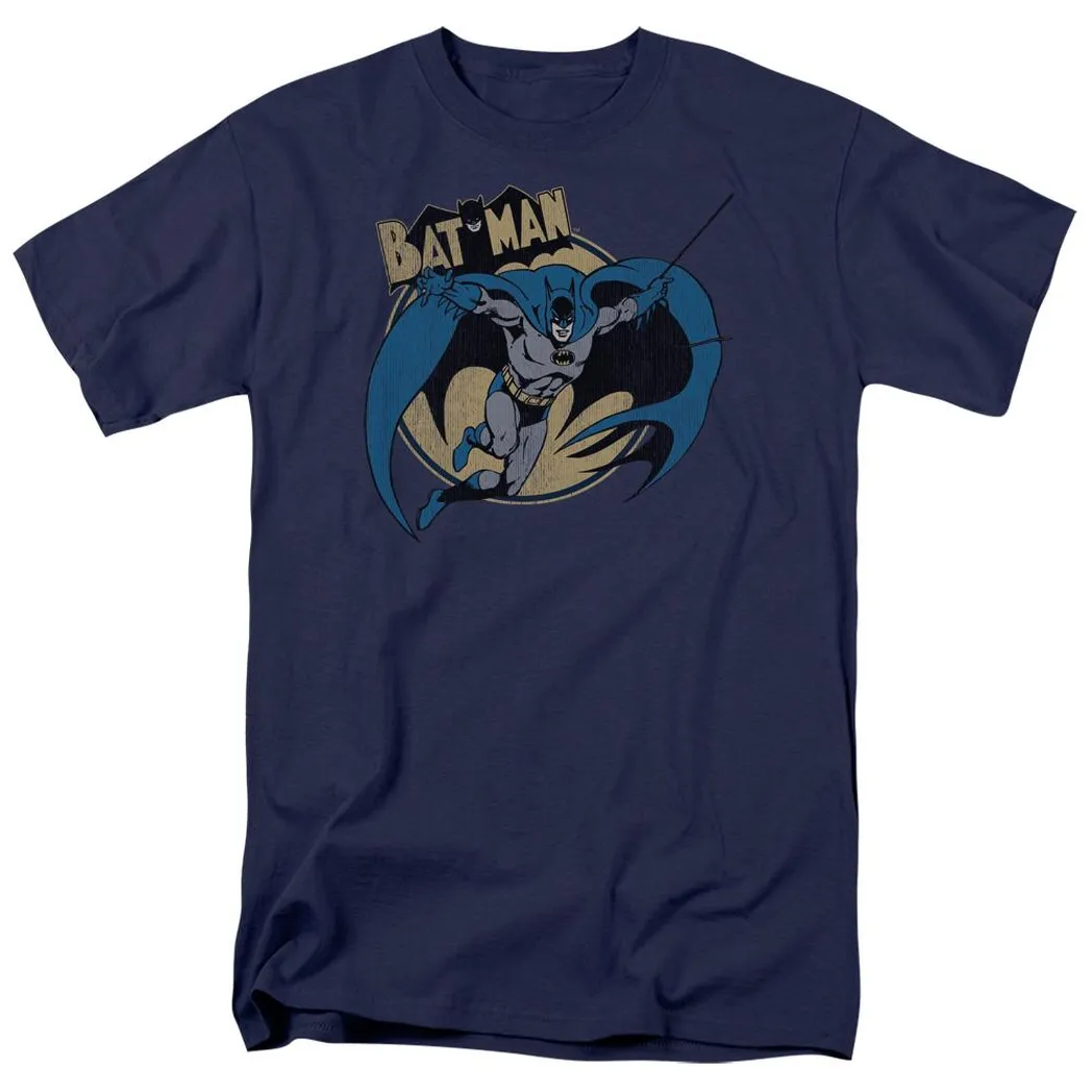 Batman Through The Night Mens T Shirt Navy Blue