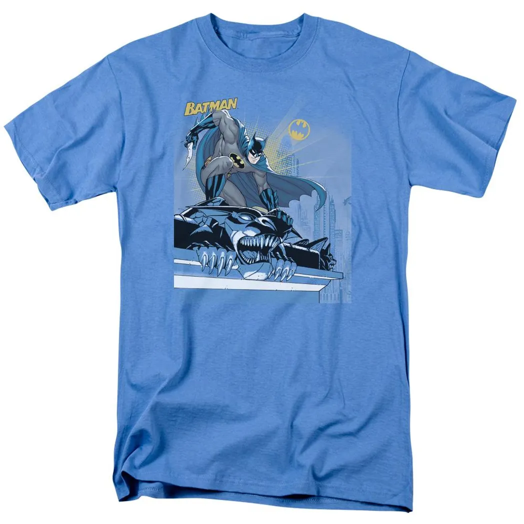 Batman Two Gotham Gargoyles Mens T Shirt Carolina Blue