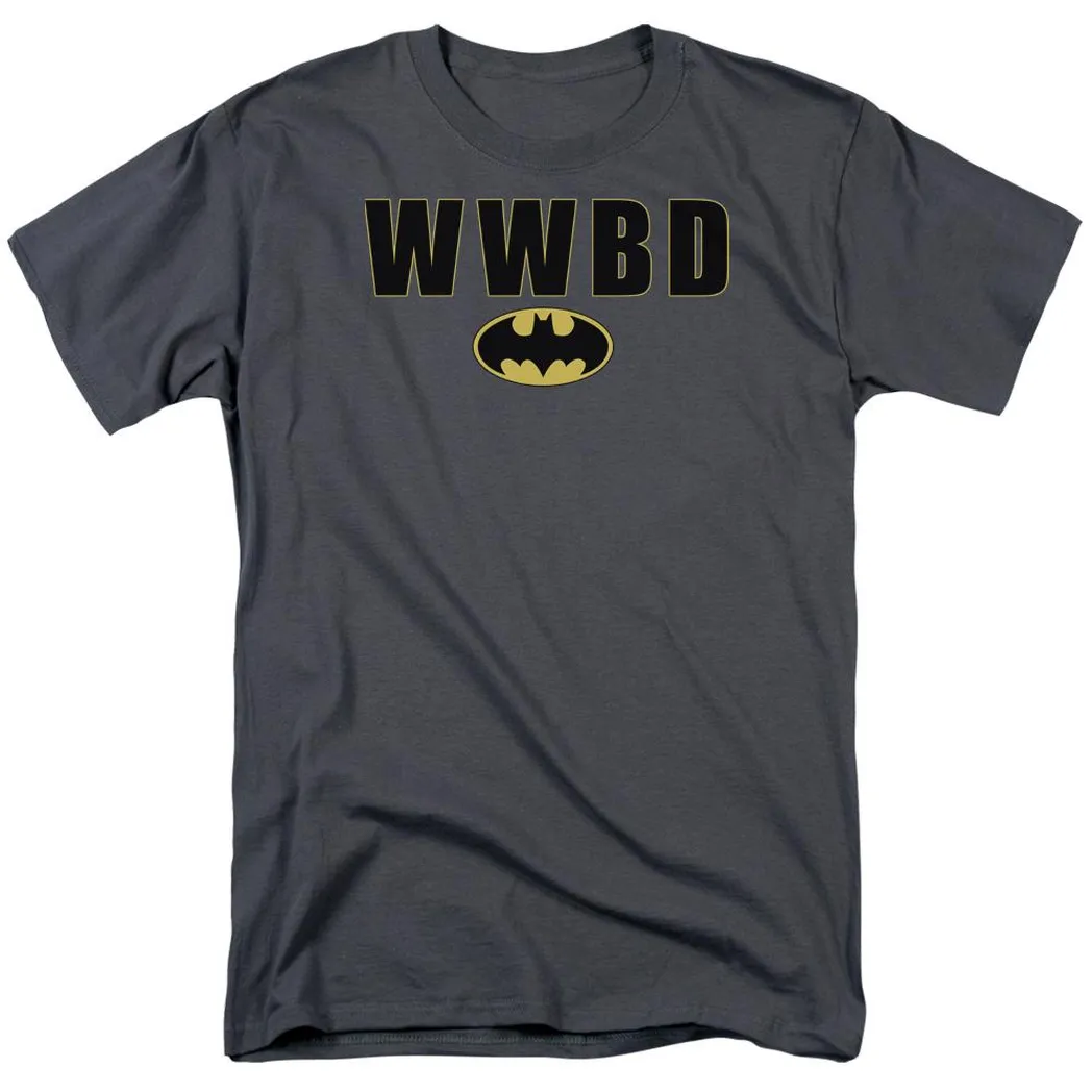 Batman WWBD Logo Mens T Shirt Charcoal