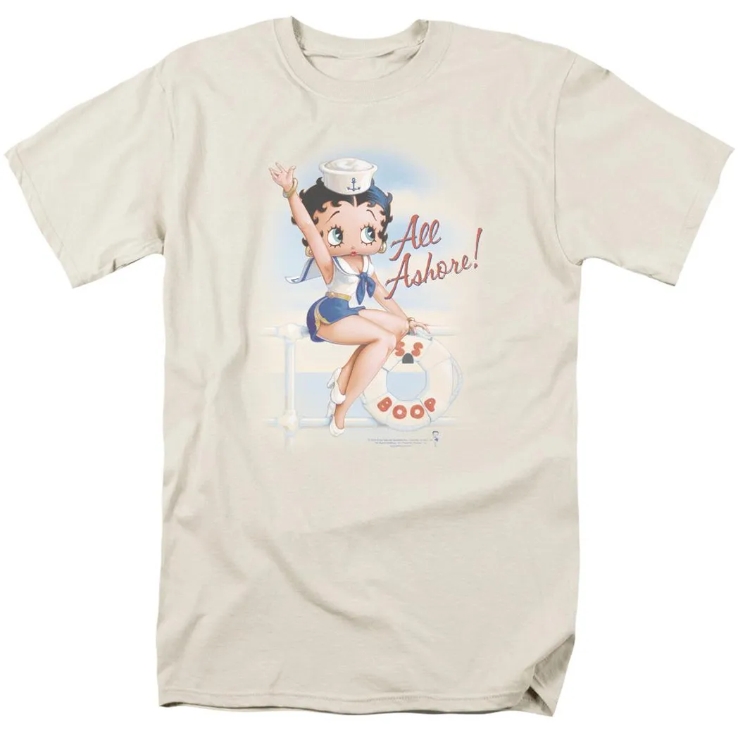 Betty Boop All Ashore Mens T Shirt Cream