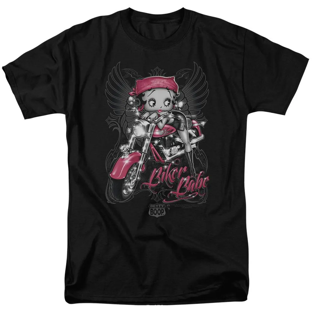 Betty Boop Biker Babe Mens T Shirt Black