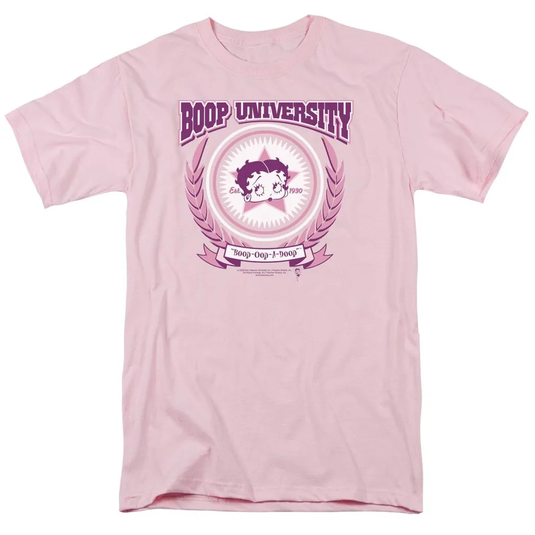 Betty Boop Boop University Mens T Shirt Pink