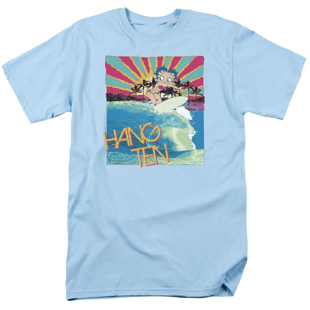 Betty Boop Hang Ten Mens T Shirt Light Blue