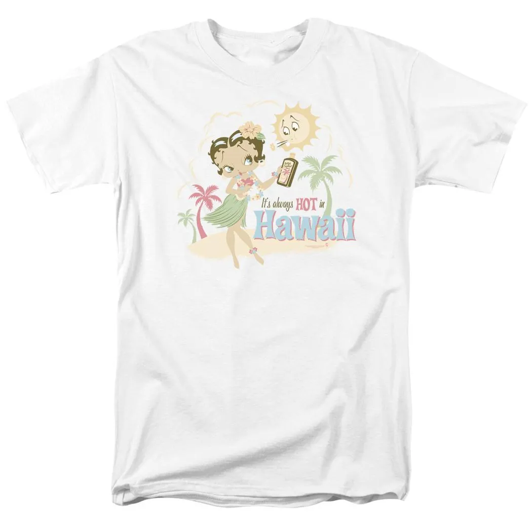 Betty Boop Hot In Hawaii Mens T Shirt White