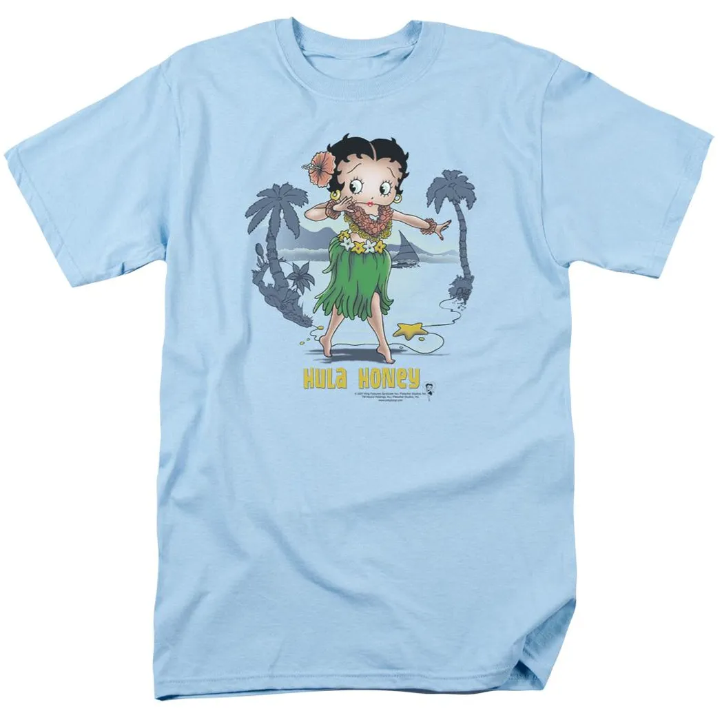 Betty Boop Hula Honey Mens T Shirt Carolina Blue