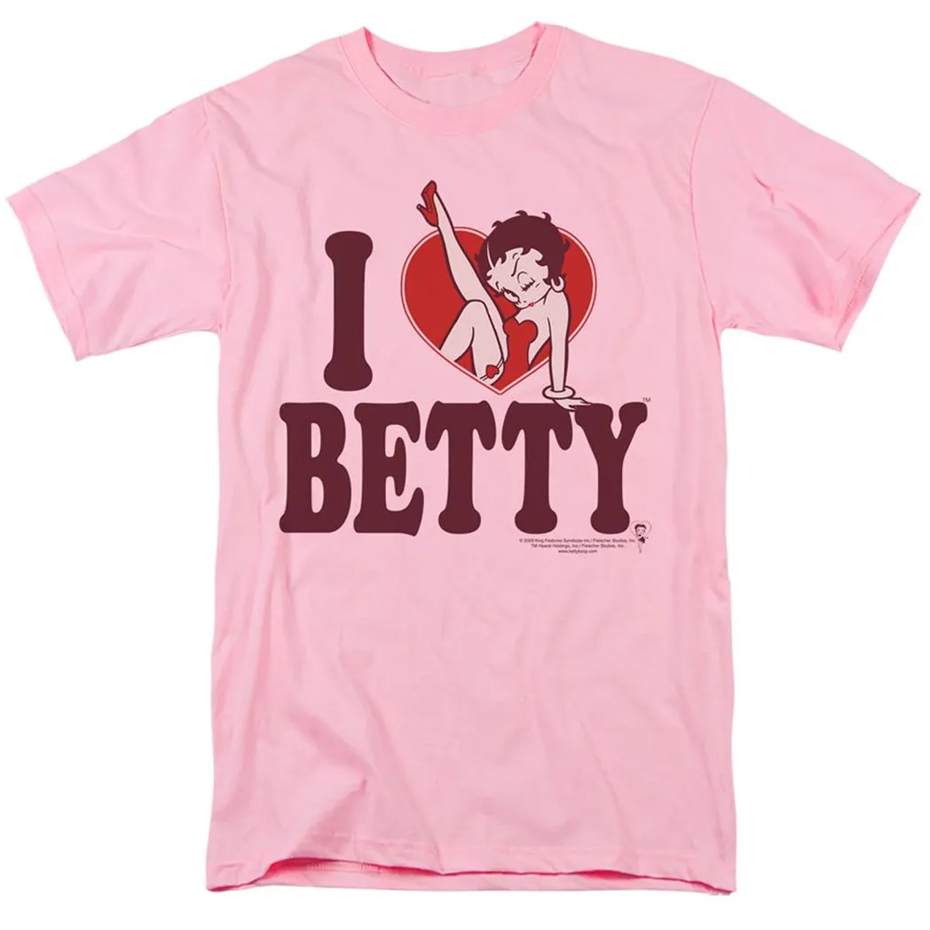 Betty Boop I Heart Betty Mens T Shirt Pink