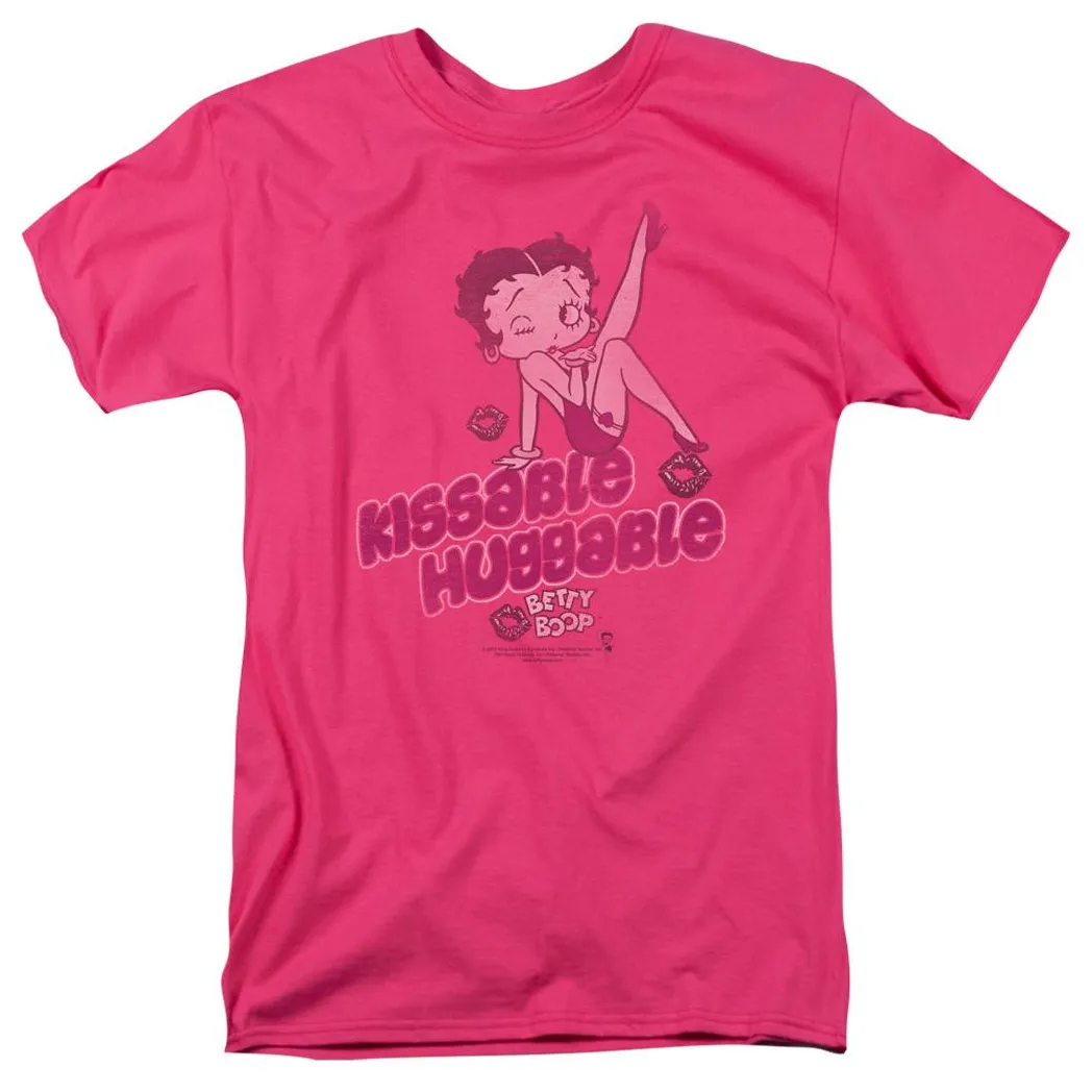 Betty Boop Kissable Huggable Mens T Shirt Hot Pink