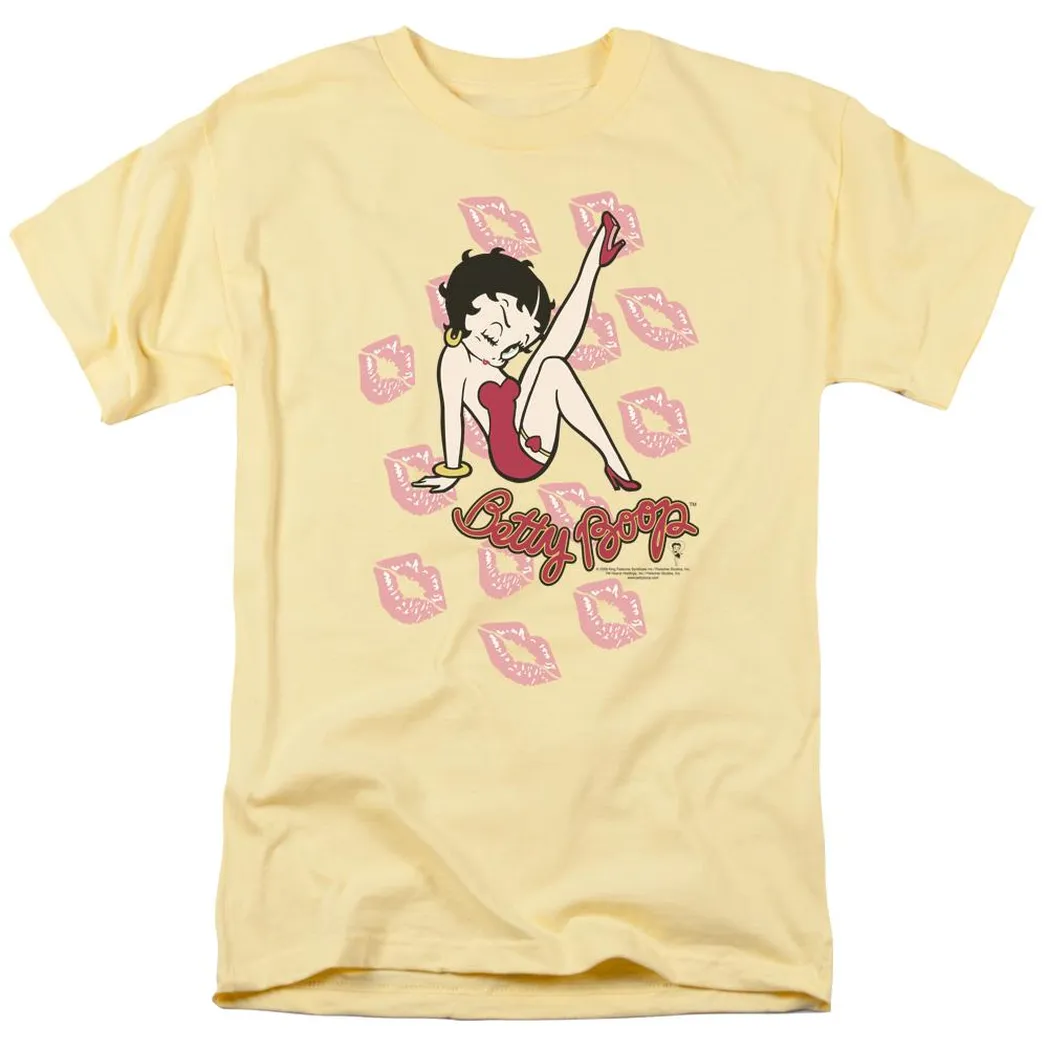 Betty Boop Kisses Mens T Shirt Yellow