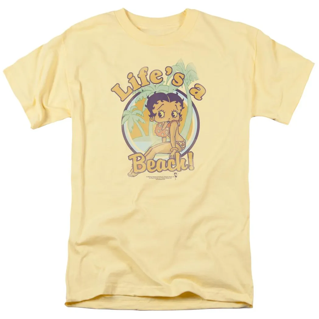 Betty Boop Lifes A Beach Mens T Shirt Yellow