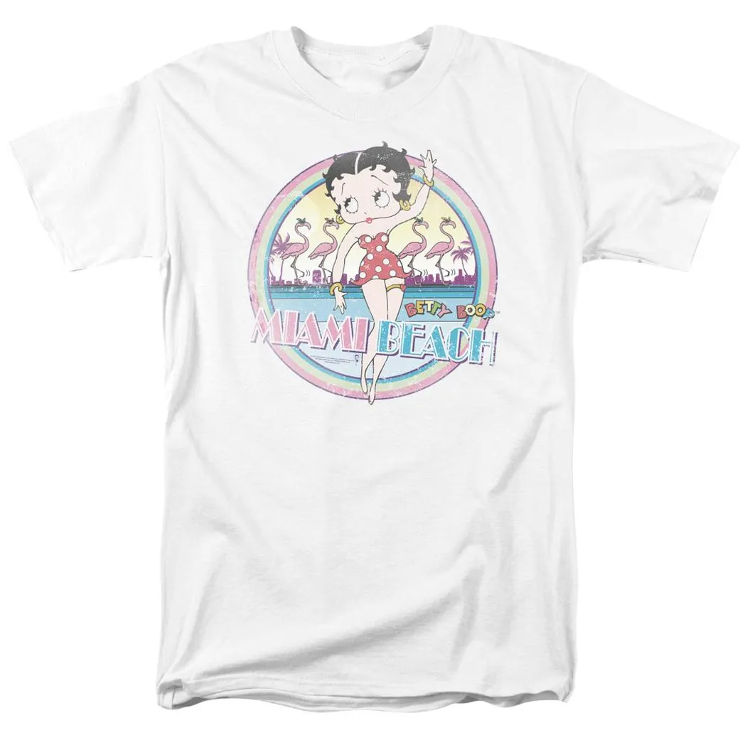 Betty Boop Miami Beach Mens T Shirt White