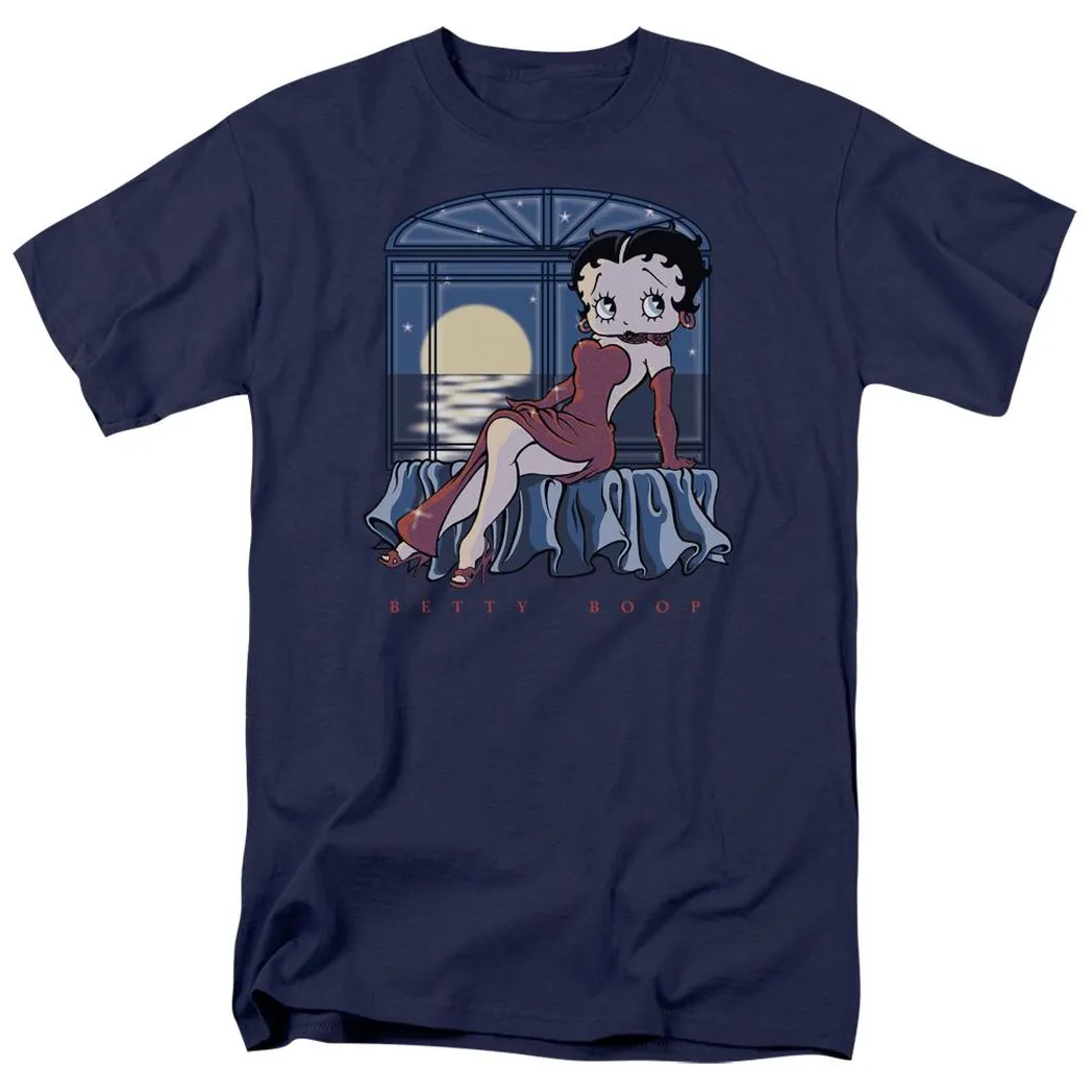 Betty Boop Moonlight Mens T Shirt Navy Blue