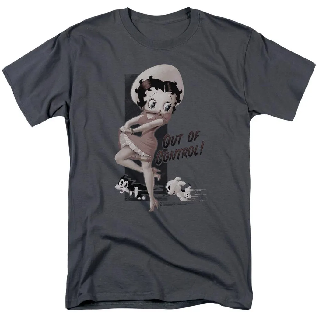 Betty Boop Out Of Control Mens T Shirt Charcoal