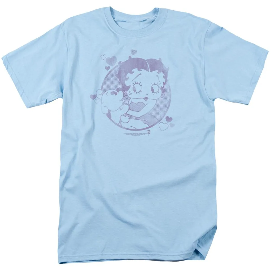 Betty Boop Perfect Kiss Mens T Shirt Light Blue