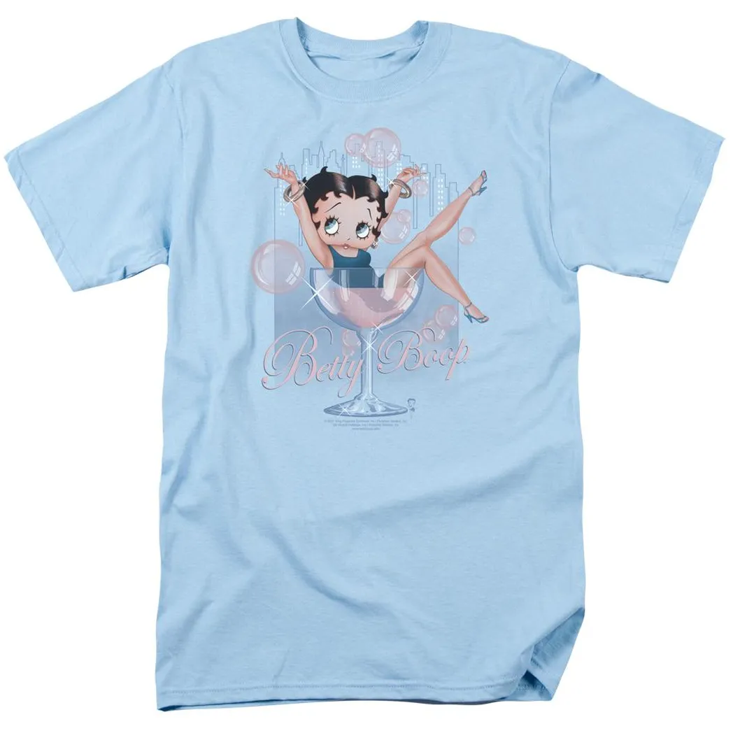 Betty Boop Pink Champagne Mens T Shirt Light Blue