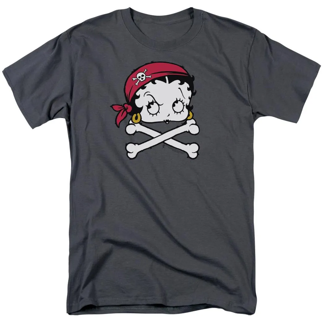 Betty Boop Pirate Mens T Shirt Charcoal