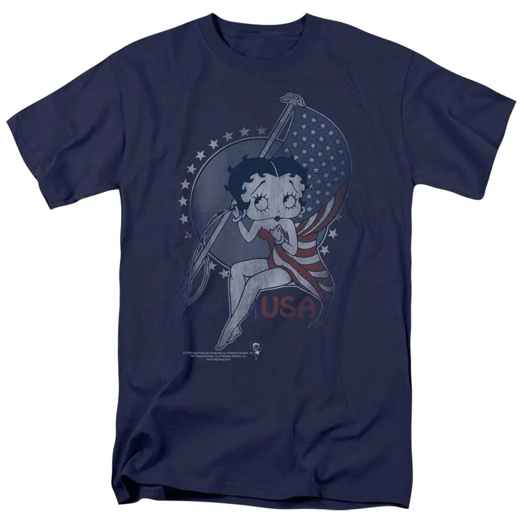 Betty Boop Proud Betty Mens T Shirt Navy Blue