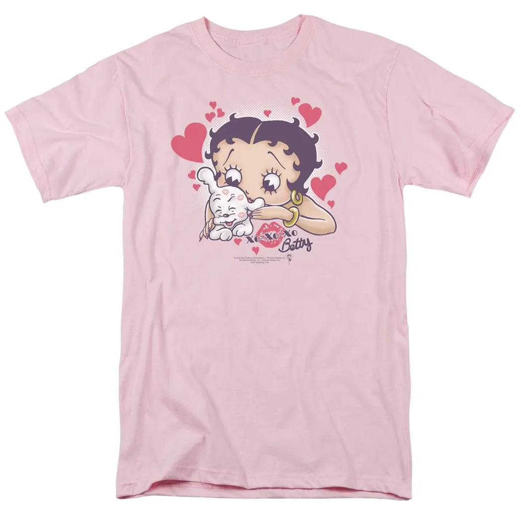 Betty Boop Puppy Love Mens T Shirt Pink