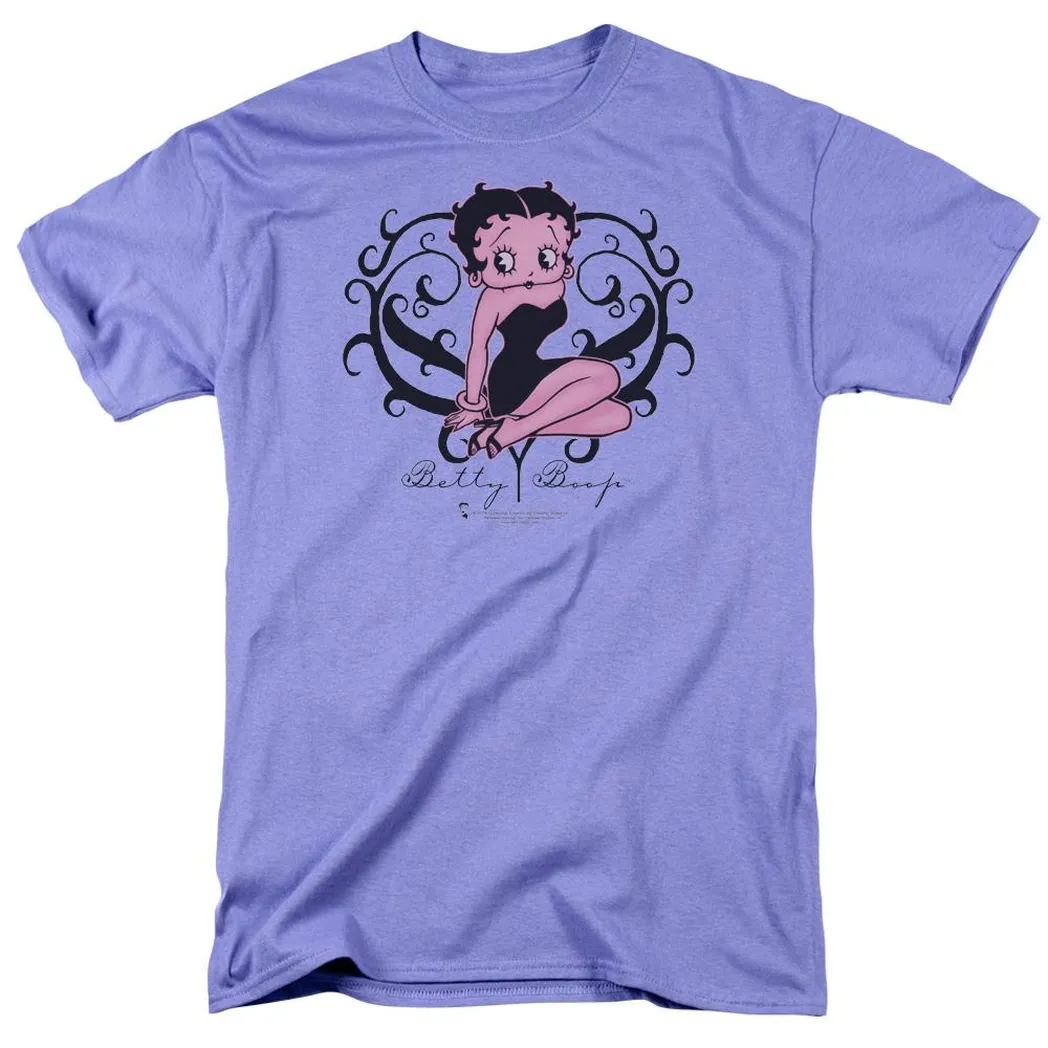 Betty Boop Scroll Heart Mens T Shirt Lavender