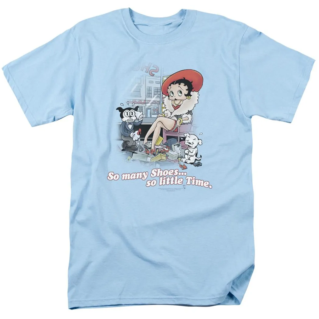 Betty Boop So Many Shoes Mens T Shirt Light Blue