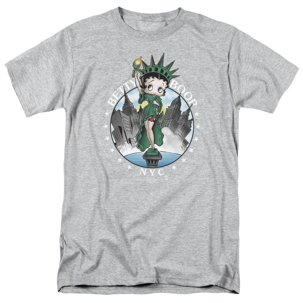 Betty Boop Statue Of Liberty NYC Mens T Shirt Athletic Heather