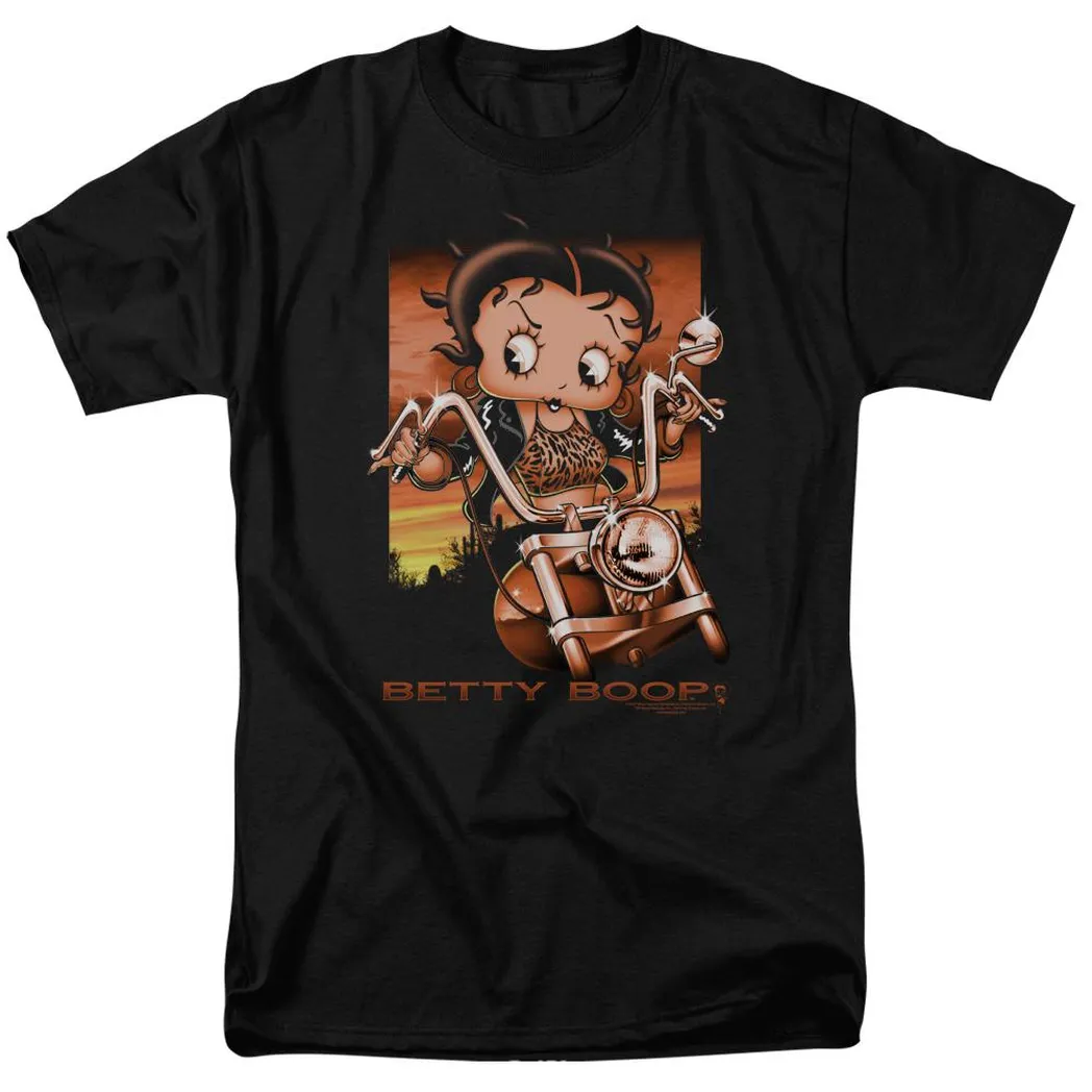 Betty Boop Sunset Rider Mens T Shirt Black