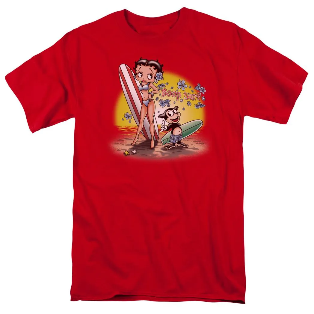 Betty Boop Surf Mens T Shirt Red