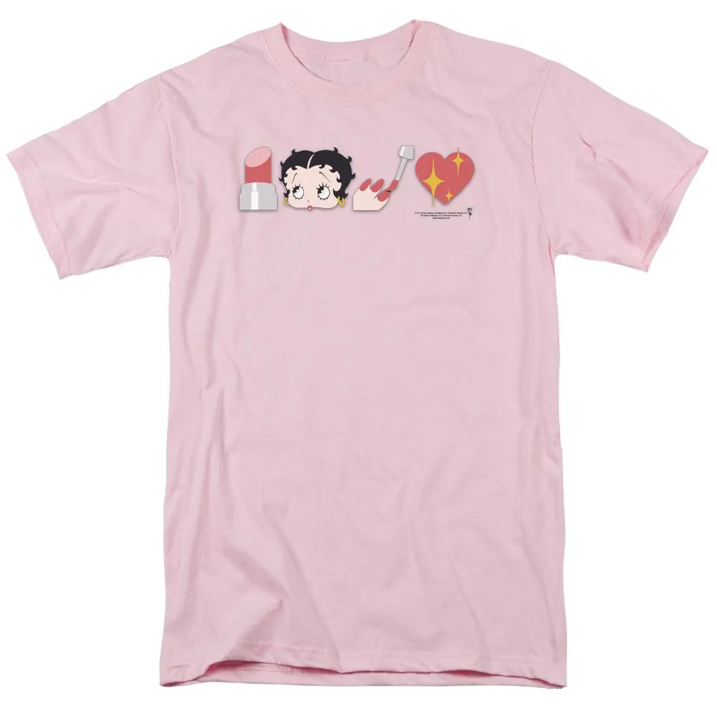 Betty Boop Symbols Mens T Shirt Pink