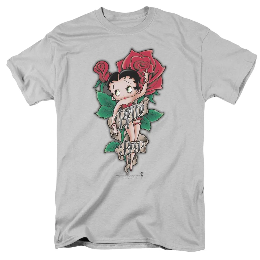 Betty Boop Tattoo Mens T Shirt Silver