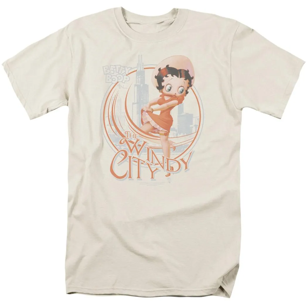 Betty Boop The Windy City Mens T Shirt Cream